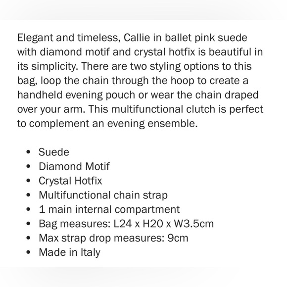 JIMMY CHOO - Authentic Handbag. Ballet Pink, Diamond Motif, Crystal on Suede. - Picture 8 of 9